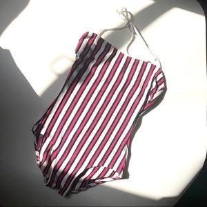 1950s Deweese bombshell pin up swim suit stripes